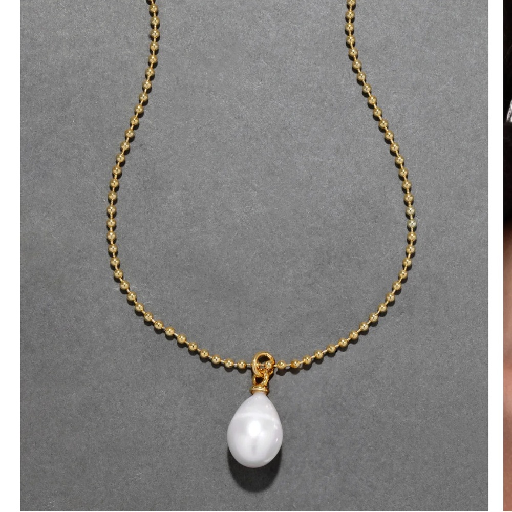 ALEXIS BITTAR • Molten Gold La Perla Pearl Solitaire Ball Chain Necklace - Picture 9 of 13